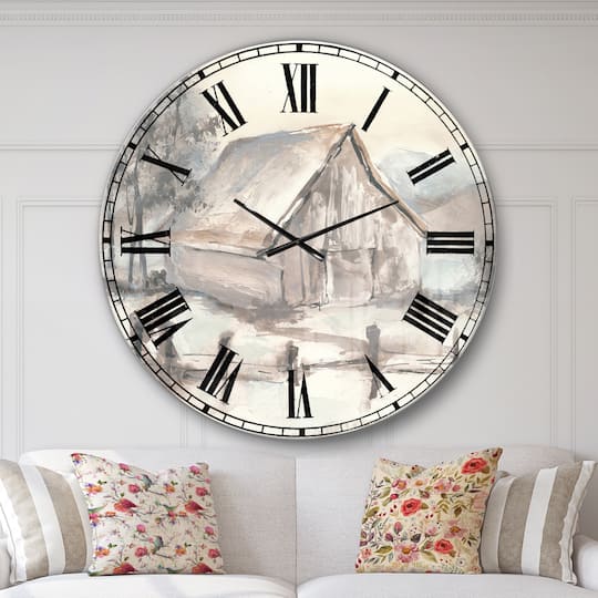 Designart 'Farmhouse Barn Grey Vii Farmhouse Wall Clock